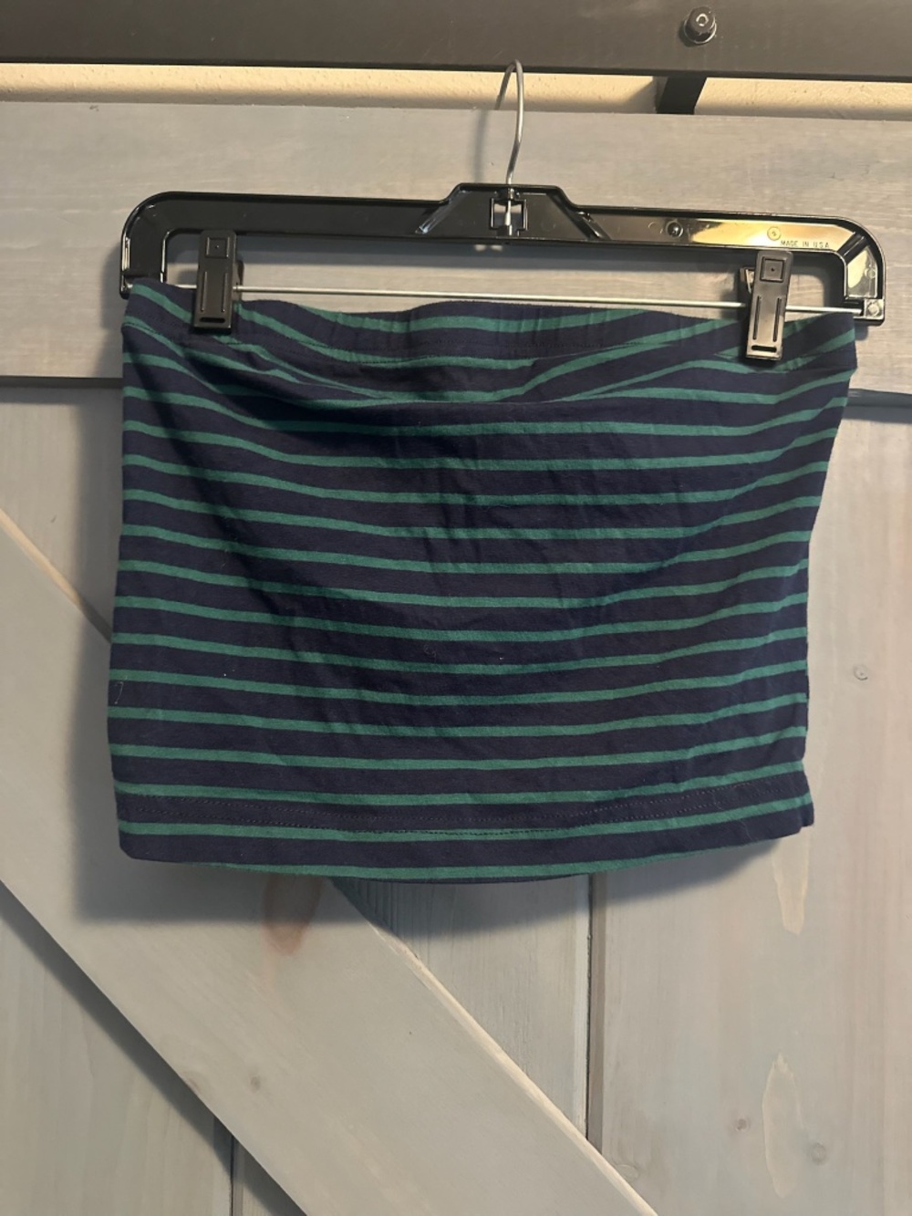 Navy and green striped set